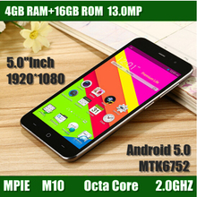 5.0 inch Original Smartphone MPIE M10 MTK6752 Octa Core 1080P 4GB RAM 16GB ROM Dual Sim 13.0MP Camera android cell Mobile Phone