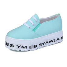 New Fashion Black Letter Print Low Top Lady Sneakers For Women Brand Lace Up Canvas Platform
