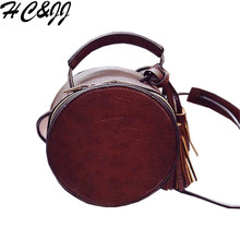 2016 New Simple Round Tassel Doctor Bag Black Type Women’s Bag For Girls Women Messenger Bag Bolsa Feminina HC0166