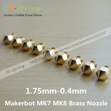 2Pcs Makerbot MK7 MK8 Brass Nozzle 0.4mm For 1.75mm Filament Reprap Prusa i3 impressora Copper Print Head Best Quality For 3 D
