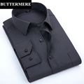 BUTTERMERE Brand Clothing Formal Shirt Men Grey Long Sleeve Dress Shirt For Social Wedding Party Viscose