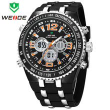 WEIDE Analog Digital LED Watches Full Steel Case Date Day Alarm Mens Sports Outdoor Dive Quartz