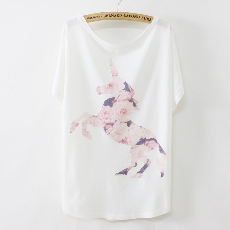 2015 musim panas puncak t-shirt Wanita Animal Prin...