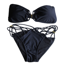 New 2015 Swimsuits triangl Padded Fringe Strapless biquini swimwear Dolly Bikini Swimwear Bathing Suit push up