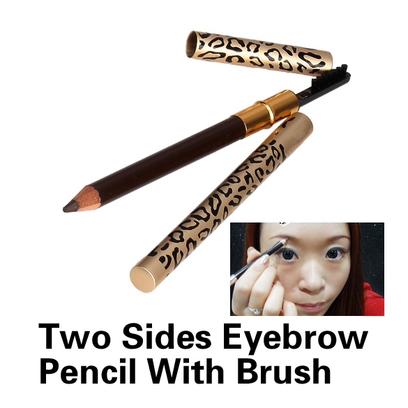 New Eyebrow Pencil Two Sides With Brush Leopard Design Metal Casing Fashion ES88