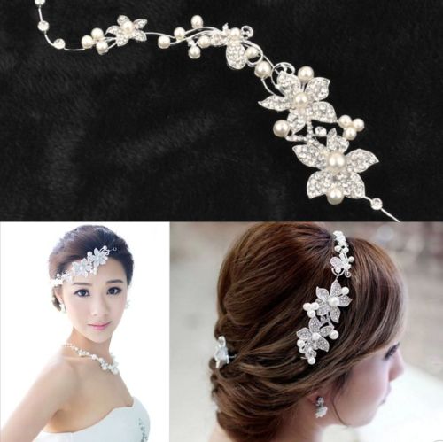 Hot Ladies Bridal Wedding Flower Delicate Pearls Beauty Crystal Chic Headband Hair Clip Comb Jewelry