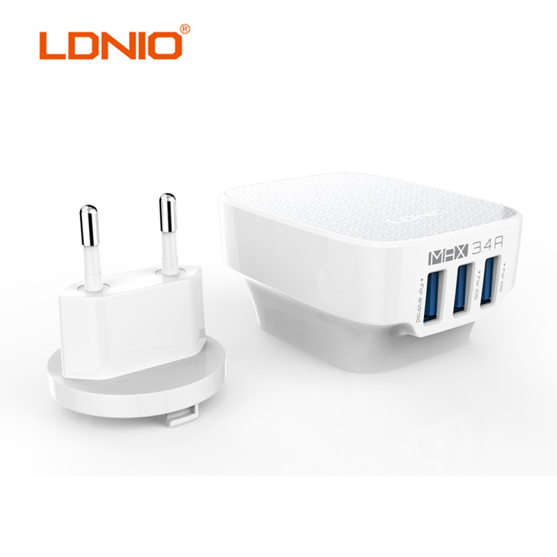 LDNIO DL-AC65 5V 3A 3-port USB EU US Plug Wall Charger Travel Adapter for iPhone iPad Samsung LG HTC Sony Smartphone Tablet