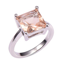 Basic Fashion Morganite 925 Sterling Silver Marriage ceremony Occasion Trend Design Romantic Ring Dimension 5 6 7 eight 9 10 11 12 PR46
