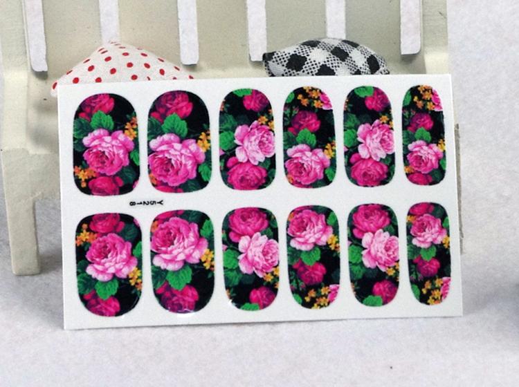 Y5218 Manicure Foil Decor Acrylic Decal Adhesive Nail Art Stickers Fashion Deep Red Rose Flowers Design