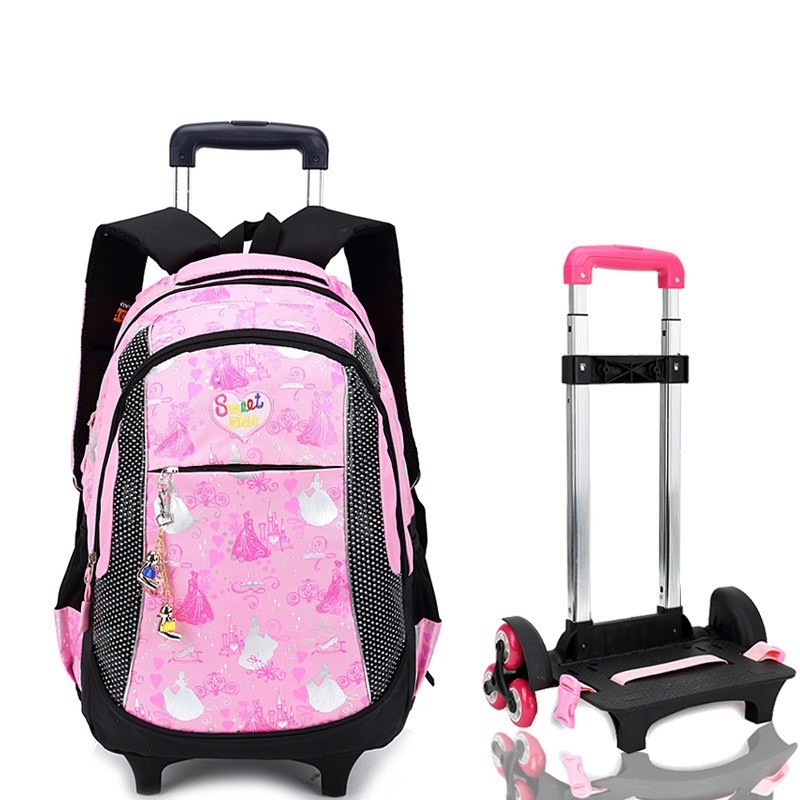 Fashion-Children-School-Bags-Wheels-Trolley-Bag-Kids-Trolley-School-Bag-Mochila-De-Rodinhas-Infantil-pink