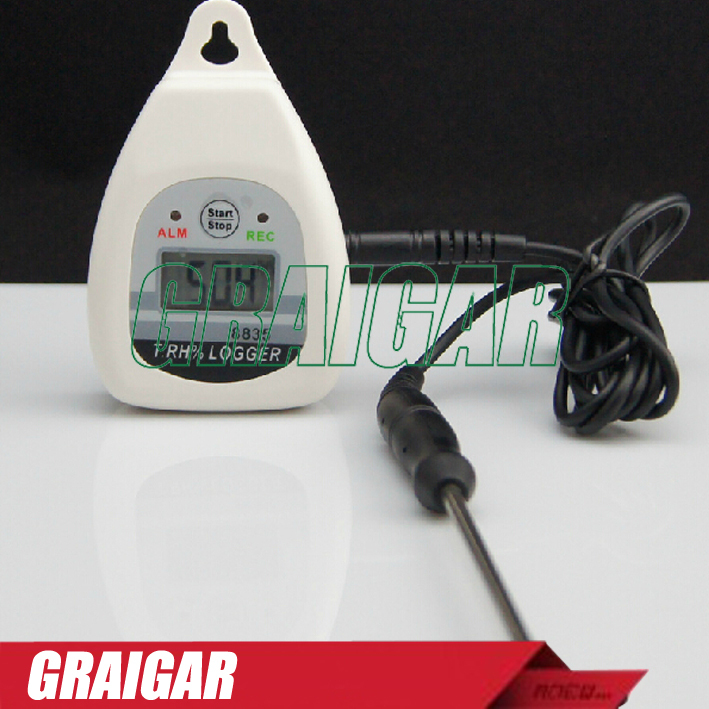 AZ8835 Portable LCD display USB temperature humidity data logger external probe temperature recorder with alarm