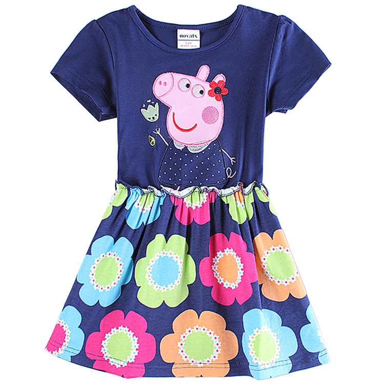 Girl princess dress children 100% cotton clothing dresses for girls kids cartoon pig summer dress girl clothes