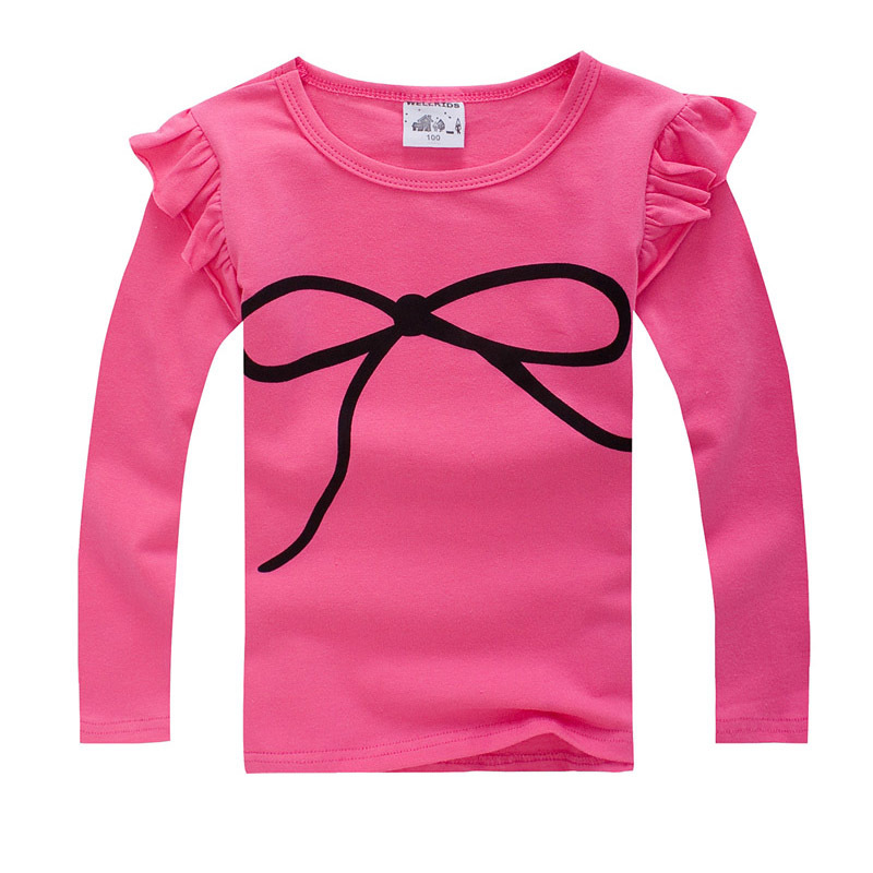 2015 spring Autumn children s long sleeve T shirt elasticcandy colors girls t shirts kids tops