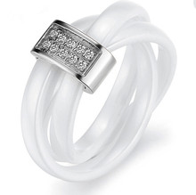 Korean version of the three ring tightly wound ceramic simulated diamond fashion love rings for women