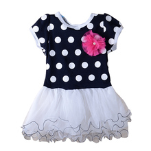 Wholesale 2015 New summer Baby Girls Dress Clothes Children cute Dot short sleeve 2 colors Dot dresses