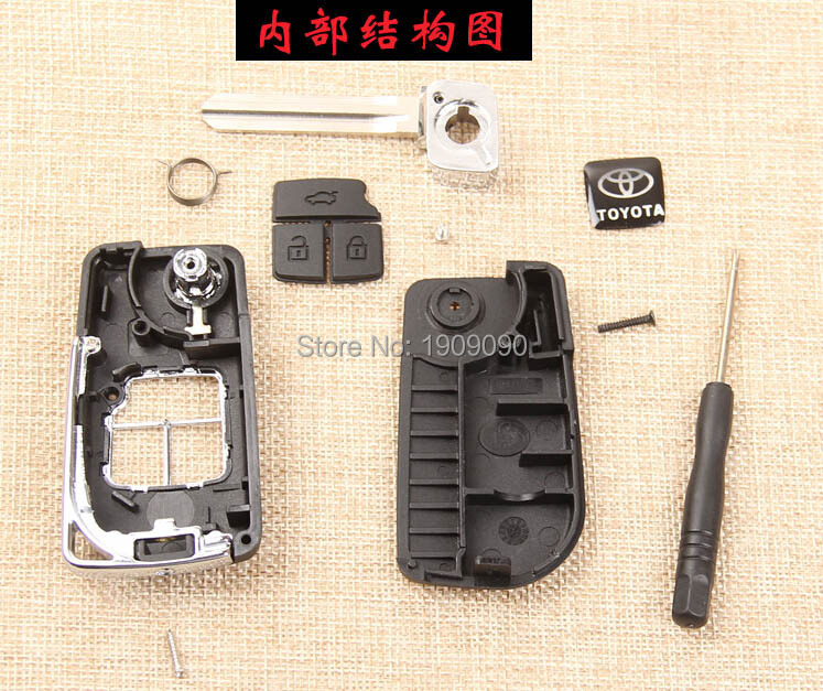 Toyota Camry Reiz Verso Highlander Yaris 3 Buttons Modified Folding Flip Remote Key Shell (3).jpg
