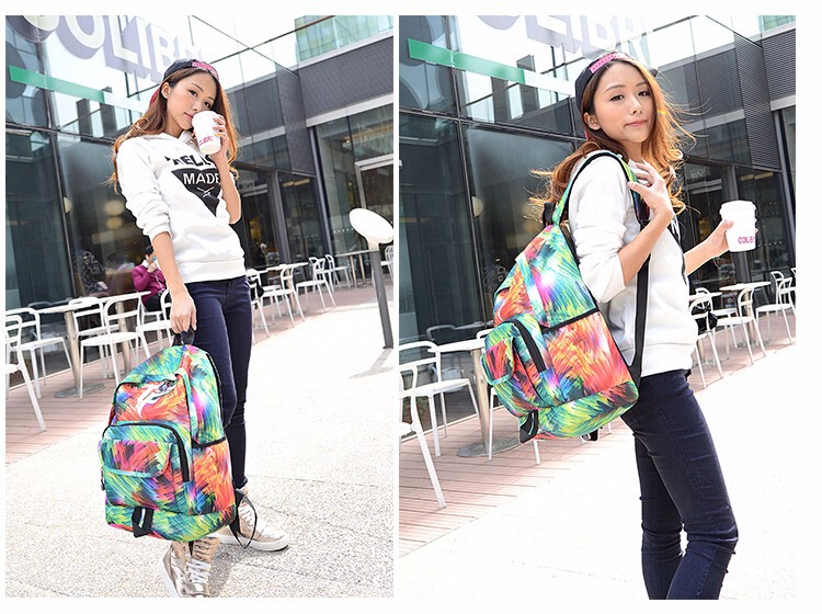 Fashion grid shape women nylon backpack girl school bag Casual Travel bags (5)