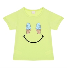 Cute Ice Cream Smile Face Printed Baby Boys Girls Kids Summer Short Sleeve Fashion T-shirt