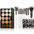 Professional 15 Colors Make Up Set Contour Face Cream Makeup Concealer Palette 10 Pcs Cosmetic Brush
