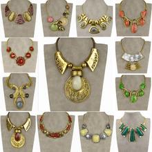 Trendy Stylish Vintage Necklce For Women 2015 Colorful Resin Alloy Flower Choker Collar Necklace Jewelry Bib Pendant Necklace