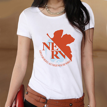 Summer Style Womens White Anime Neon Genesis Evangelion Print T-shirt Novelty Woman Tshirt Girl Clothes Tee Shirts Manga
