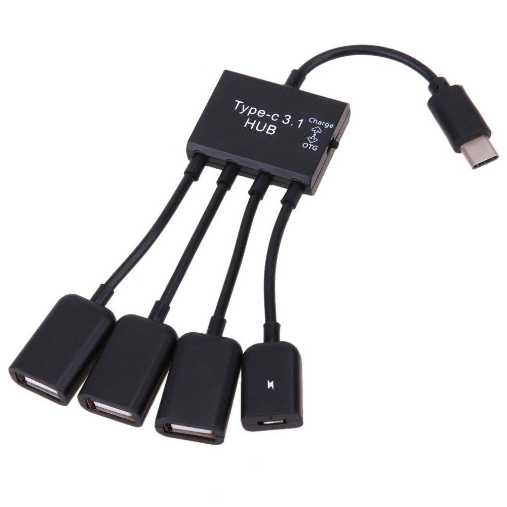 19cm 4 Port Type C USB Hub Multiple OTG Power Charging Cable Connector Adapter USB 3.1 Type C