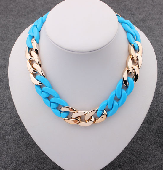Sunshine jewelry store fashion multicolor CCB punk chain chunky necklaces pendants