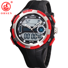 Mens Boys se divierte los relojes cronógrafo Digital LED reloj exterior negro correa de caucho militar reloj Relogio Masculino