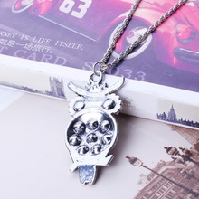 2014 New Arrival Vintage Jewlery Pink Crystal Owl Pendant Necklace For Women Silver Pendant Wholesale Price