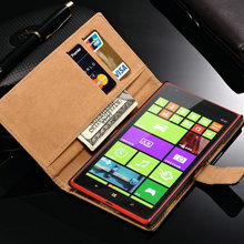 Genuine Leather Case for Nokia Lumia 1520 Luxury Cover Cases Wallet Style Flip Stand Design With Card Slot Protective Cover