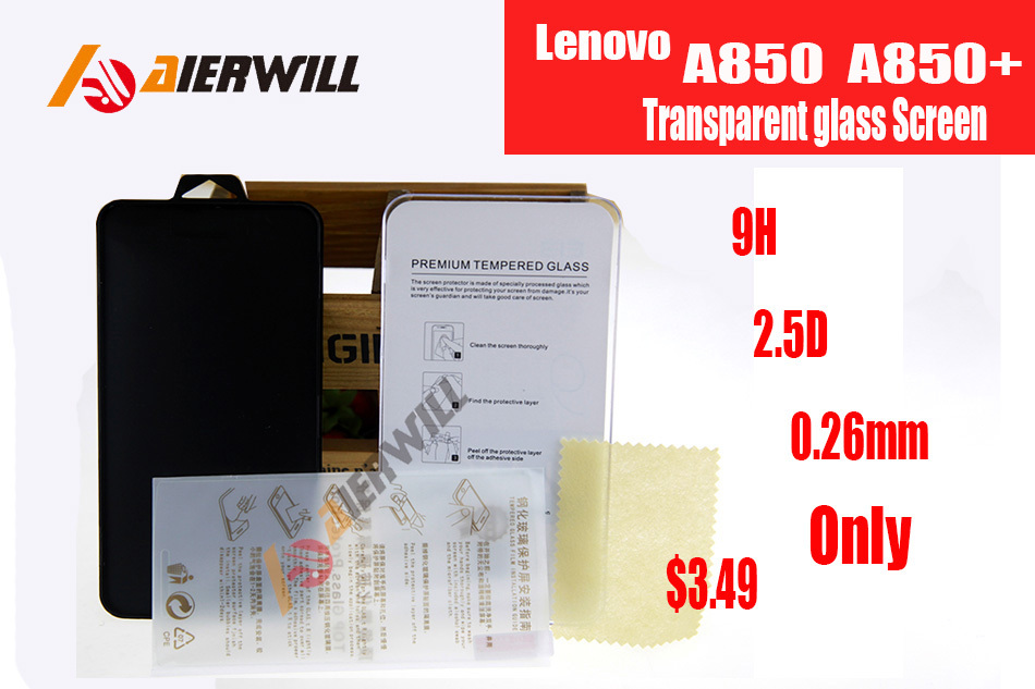 9H Explosion proof Tempered Screen Protector Films For Lenovo A850 A850 smartphone With Retail Package in