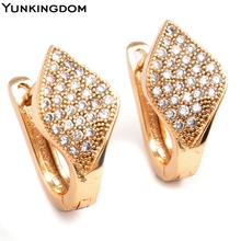 Yunkingdom Vintage Luxury Design 18k Gold Filled Cubic Zirconia Hoop Earrings Big Brand Jewelry Earrings for Women M0083