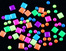 6 Neon Colors Plating Sharp Square Round Alloy Nail Art Stickers Tips Glitter Fashion Nail Tools