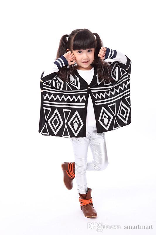  New Arrival Kid Girls Mother Loose Family Stripes Batwing Sleeve Cardigans Sweaters Asymmetric Buttons V Neck Christmas Casual Outwears