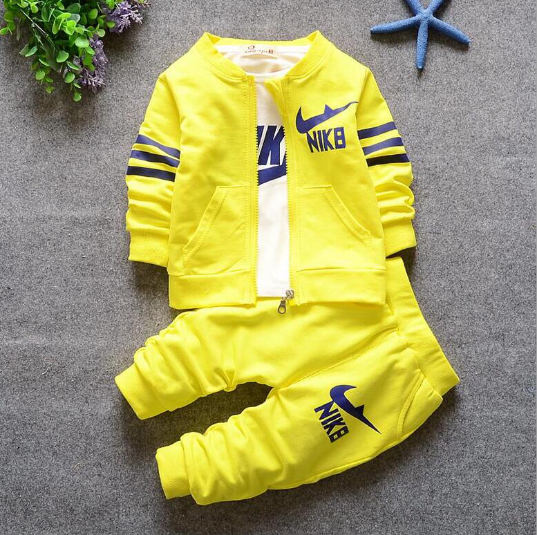 2016 New Spring Baby Clothing Sets baby boys and baby girls clothing 3PC suits 3pc/set ( T-shirt+coat+pants) brand suit for baby
