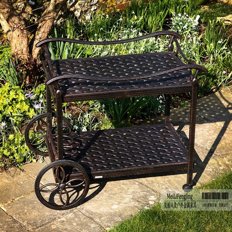 2 layer aluminum outdoor furniture dining car trolley Villas clubhouse