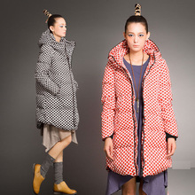 2015 New Arrival Women Coat Long Sleeve Polka Dot Wide waisted Thick Down Parkas Plus size