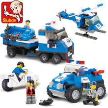 Compatible Legoe Sluban Building Block SWAT Friend Jeep Motorcycle Helicopter Boat Minifigures Children Toy Plastic Police City
