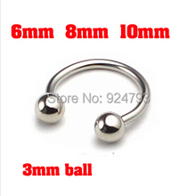 free shipping stainless steel Nostril Nose Ring circular piercing ball Horseshoe Rings CBR ring earring