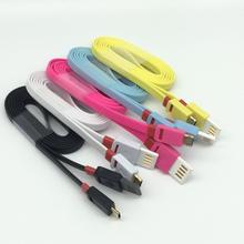 2015 new Double side noodle noodle data line Micro USB Cable Mobile Phone Charging Cable 1M 2.0 Data sync Cable for Samsung