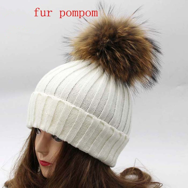 Winter hat Wool pom cap hat Hats Knit pom Hat wool Bobble Winter fur  Fur Pom beanie with Pom Beanie