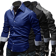 Men’s Stylish Slim Fit Long Sleeve Dress Shirt Casual Tee Tops Business Shirts