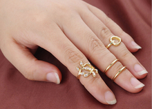 2015 New 4pcs lot Artilady gold plated midi 4pcs set stacking rings fashion lovely bowknot women