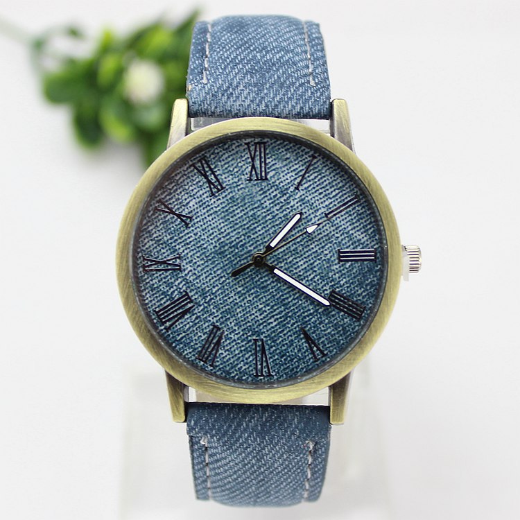 Hot Sale Wristwatch 2015 New Fashion Demin Leather Quartz Watch Analog Women Roman Scale Watch Men