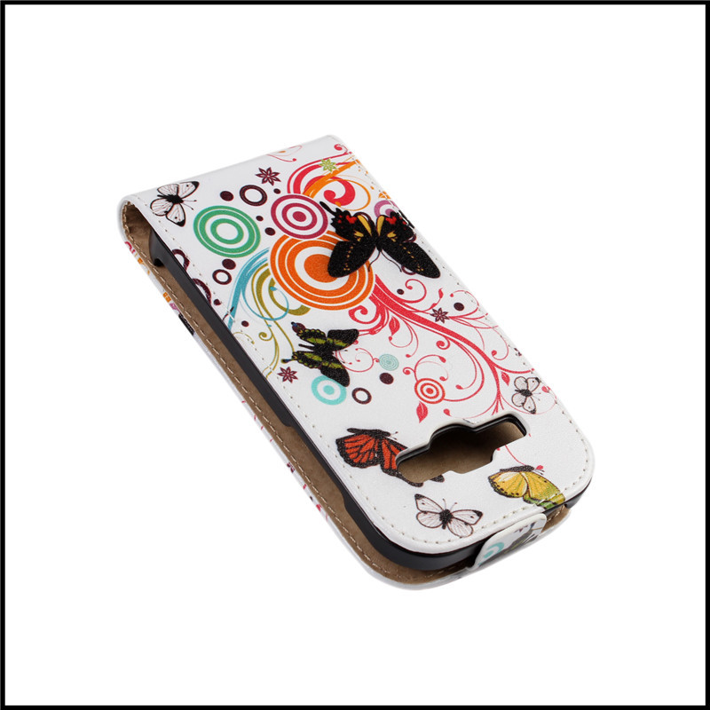 Flower Flip Leather Case Cover For Samsung Galaxy Ace 3 III S7270 S7272 S7275 with Up & Down + 100 pcs / lot
