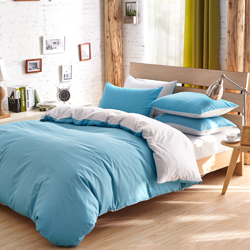 Free shipping pure colour sky blue bedding setsin Bedding Sets from Home & Garden on Aliexpress