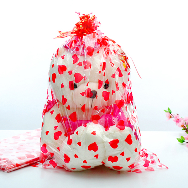 Red big heart shape gift bag/ Plush dolls bag/Plastic gift bags/Color transparent bag-in Storage ...