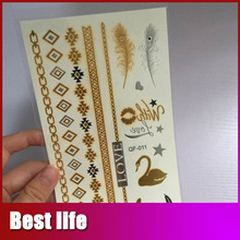New sex product temporary tattoo necklace choker bracelet flash tattoo henna metalic gold tattoos Silver body art Sexy Sticker
