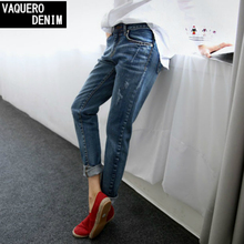 Boyfriend Jeans For Women 2015 Hot Sale Vintage Distressed Regular Spandex Ripped Denim Harem Pants Woman Jeans Plus Size 16815