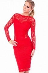 Red-Lace-Bodycon-Open-Back-Gold-Chain-Party-Midi-Dress-LC6754